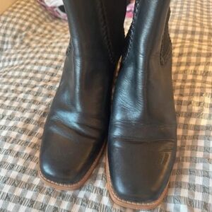 Boden Dark Leather Ankle Boots
